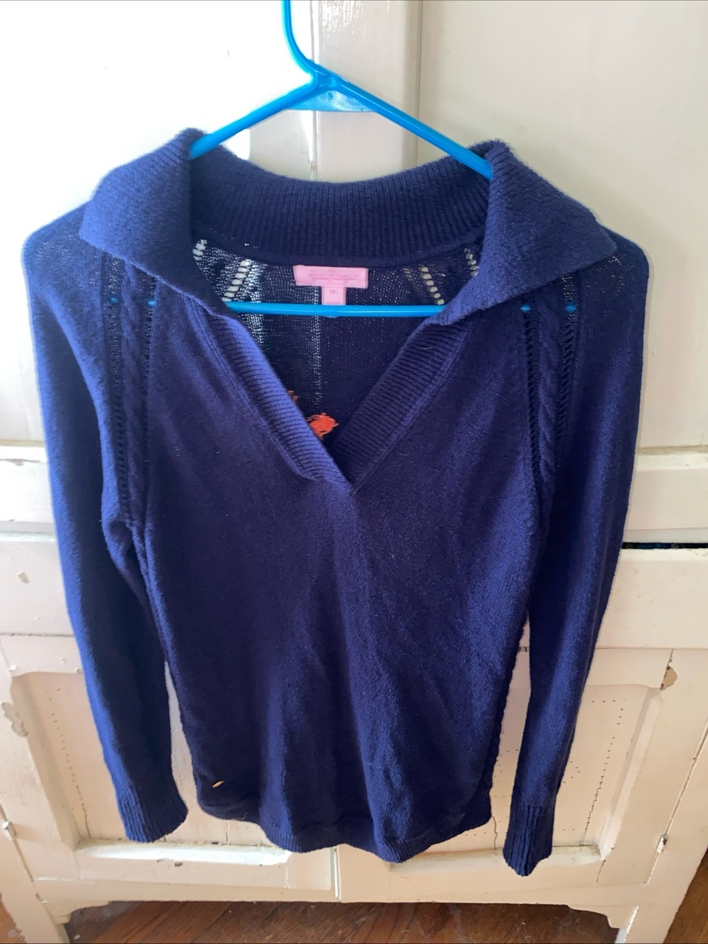 Lilly Pulitzer Navy Sweater with Orange Accent